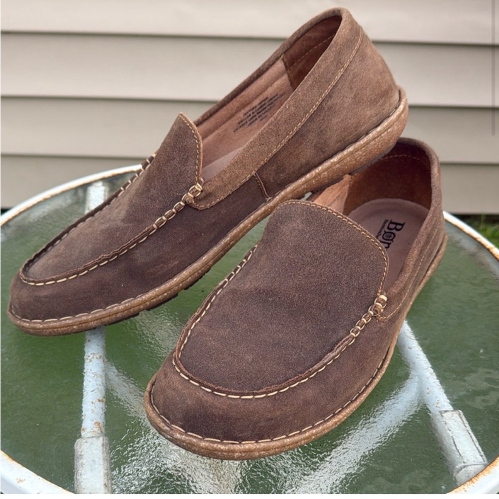 Born Dark Brown Suede Slip-On Loafers